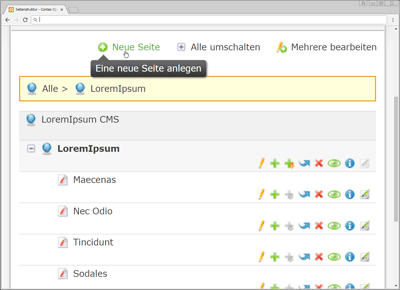 Neue Seite per Mausklick